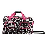 Rockland Luggage Rolling 22 Inch Duffle Bag, Pink Giraffe, One Size