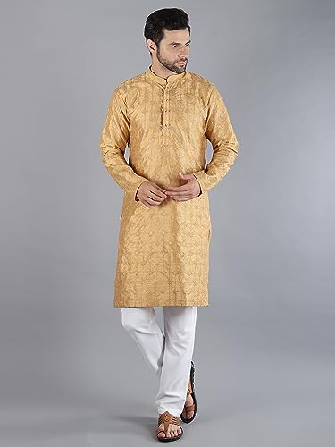 Image of Uri and MacKenzie Embroidery Silk Men's Kurta Pyjama Set