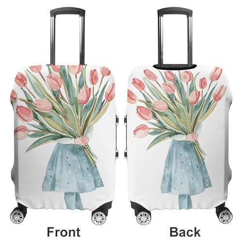 A Big Bouquet of Tulips Luggage Cover, Washable Elastic Suitcase Cover Protector Fit 18-32 Inch Luggage3