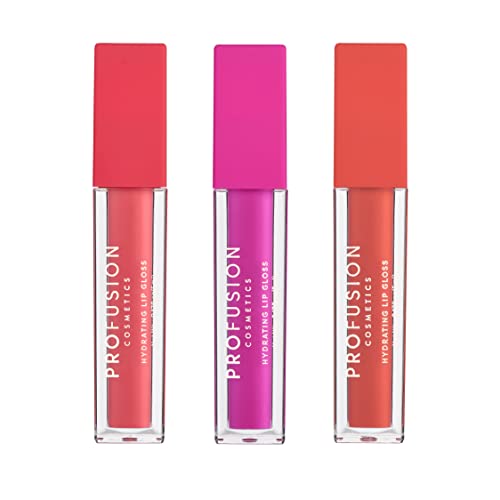Profusion Cosmetics Lip Trio Hydrating Lip Gloss with High Shine Finish for All Skin Types Achieve Luscious Lip with Bold and Nourishing Lip Gloss Set - Image 2