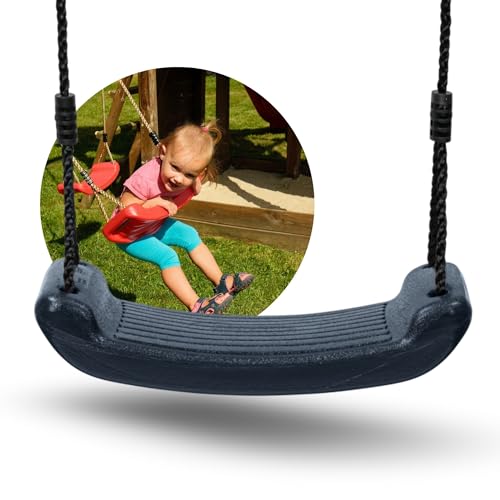 Spielturmking® Schaukel Garten Leonie - Kinderschaukel Outdoor Indoor - Schaukelsitz Kunststoff Schaukelbrett für Kinder zum Schaukeln - Brettschaukel - Höhenverstellbar - rutschfest (Anthrazit)
