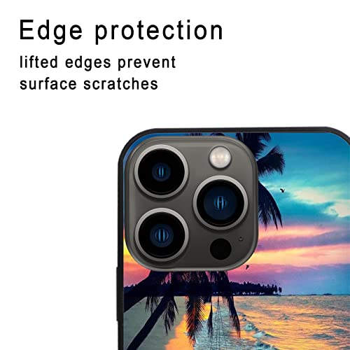 Compatible With Iphone 13 Pro Case With 360°Rotating Ring Kickstand,Sunset Beach Palm Trees,Protective Shockproof Full Body Protection Cover With Soft Tpu Bumper And Hard Pc Back-Blue （6.1Inch） #TOP3