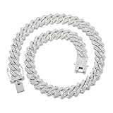 Saintda Mens Cuban Link Chain Iced Out Silver Gold Miami Cuban Necklace Bling Diamond Chain Hip Hop Jewelry with Gift Box for Women