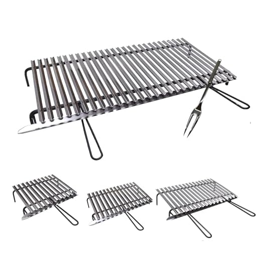 ANGELO PEGORARO Graticola per Barbecue griglia Acciaio Inox (GRATICOLA Acciaio Inox AISI 430, INGOMBRO Totale Max CM 73X35)