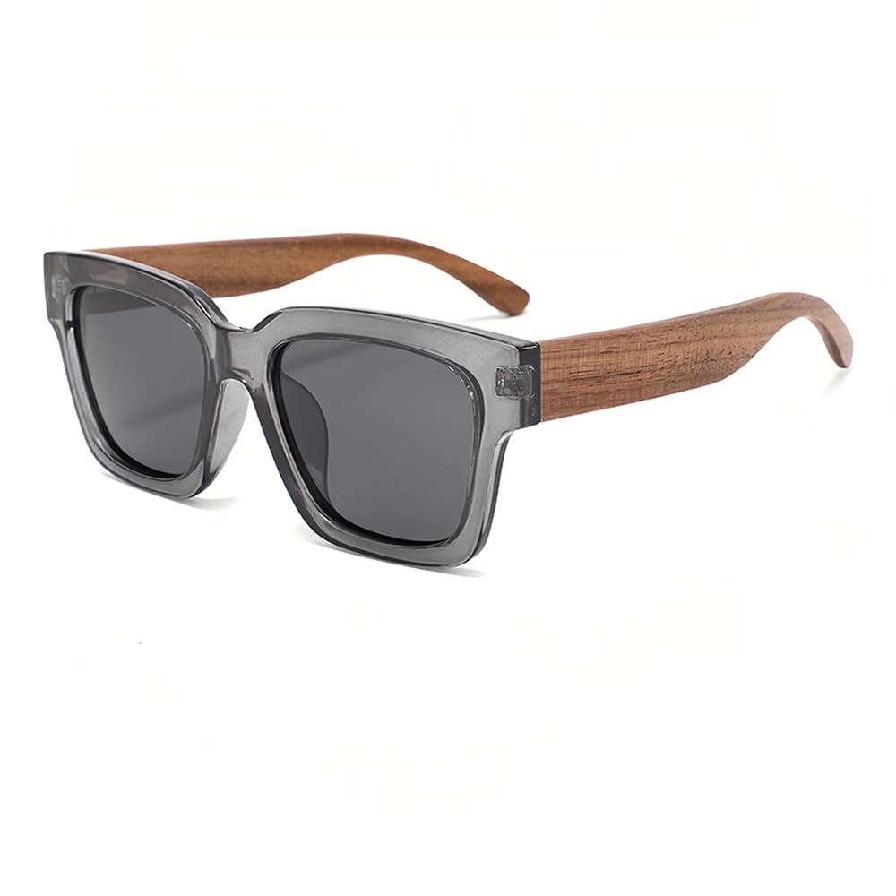 Gafas de sol de madera natural estilo punk Carterside polarizadas con montura cuadrada TR90 para hombre y mujer, gafas de sol para conducir, viajes, UV400
