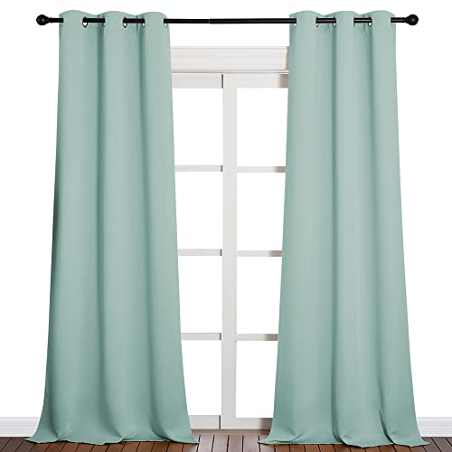 Image of NICETOWN Patio Glass Door Panels - Blackout Curtains for Bedroom /Living Room, Privacy Panel Drapes for Dining and Guest Room (Aqua, 42 inches Wide x 90 inches Long, 1 Pair)