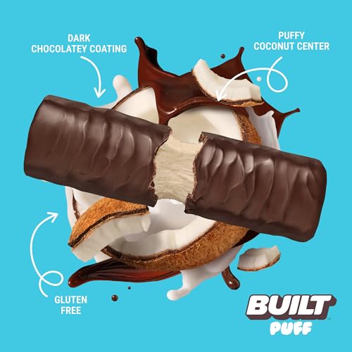 built bar puff protein bars coconut puff 17g protein snacks on-the-go bars only 140 calories 6g sugar collagen gluten free 12 count