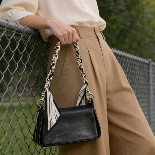 Image of Silk Scarf Purse Chain Strap Handbag Handle Replacement Elegant Bag Decoration for Ladies Bag