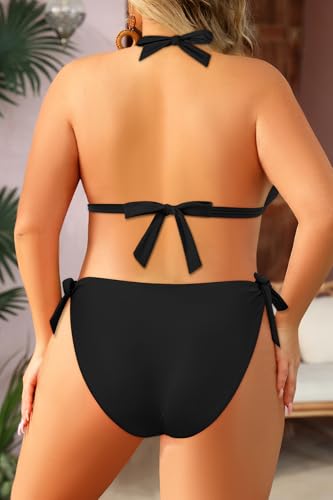 Women Plus Size Bikini Set - Two Piece Triangle Swimsuits Halter String Bathing Suit 2025 Tie Swimwear2