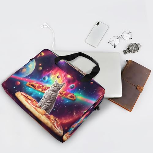 Bolso Maletín para Laptop Galaxy Space Pizza Cat con Correa miniatura 6