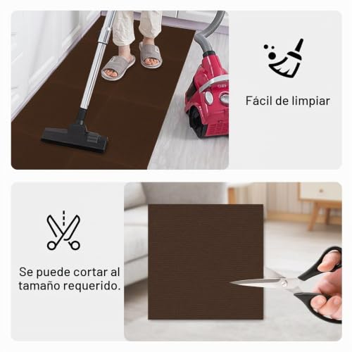 Miniatura 5 de Lote De 10 Losetas De Moqueta Autoadhesivas Y Autocolantes 50 X 50 Cm 2,5 M Moqueta Con Respaldo, Revestimiento De Suelo Resistente Para Apartamento, Oficina, Comercial, Marrón Oscuro