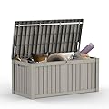 Mars Villa Outdoor Storage Box, 119 Gallon Waterproof Deck Box, Large Outside Storage Bin for Patio Furniture Cushions, Pool Supplies, Garden Tools, Weatherproof, Grey