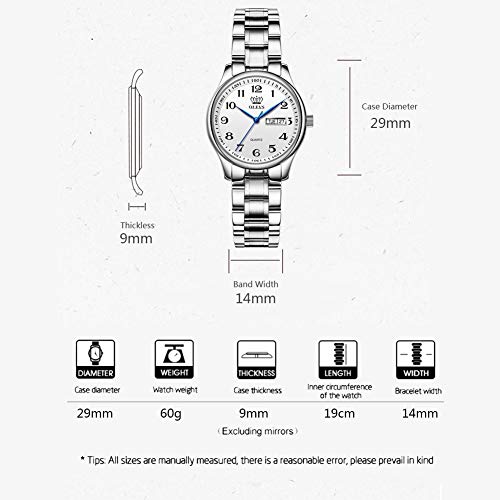 Verhux relógio feminino analógicos de quartzo de aço inoxidável de à prova d'água relógios de pulso