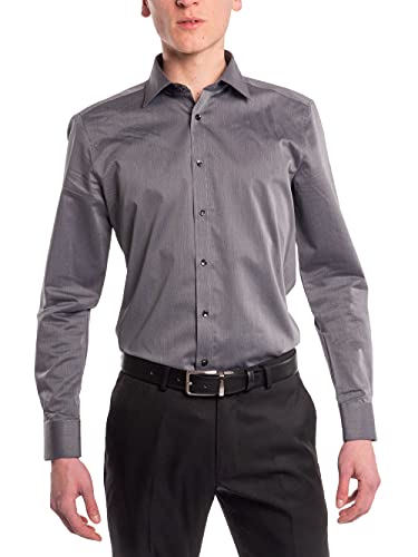 Hirschthal Chemise Fine à Manches Longues pour Homme 100% Coton - Gris - 42 FR/42 FR (M) Cover
