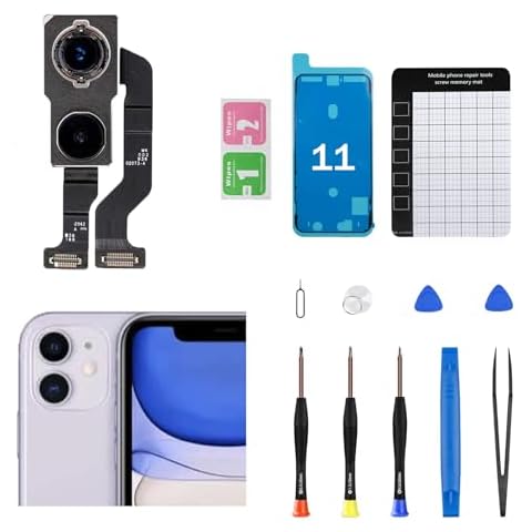 MrR.OMW for iPhone 11 Back Camera Replacement, 12MP Main Rear Camera Lens Part Replacement Full Assembly with Repair Kit for Model A2111, A2223, A2221 Cover