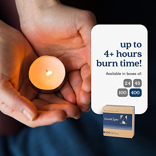 Paraffin-Free Tea Light Candles, Made From Vegan Palm Wax, Clean-Burning And All-Natural Tealight Candles, 4-Hour Burn Time, 400 Unscented Tea Lights - Goodlight #TOP5