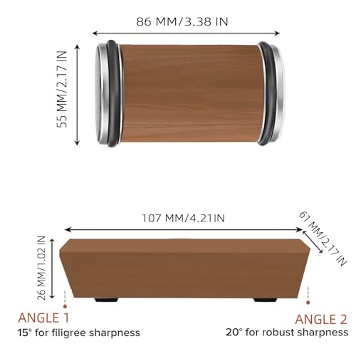 Rolling Knife Sharpener, Knife Sharpener with 2 Diamond and Corundum Discs, lethaer strop, Roller Knife Sharpening with 15 & 20 Degree Magnetic Angle for Kitchen Knives