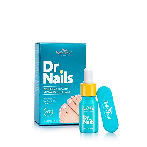Belle Azul Dr. Nails | Antifungino | Trattamento Micosi Unghie | Anti Fungus Illuminante | Fungal Nail Destroyer | Unghie Delle Mani e Dei Piedi | Con Olio Di Argan e Tea Tree | 10ml - Made in Spain