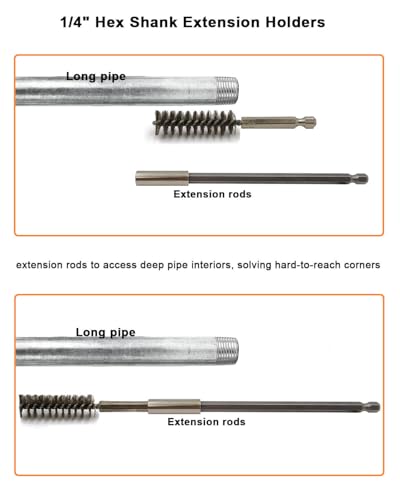 Image of Stainless Steel Wire Brush for Drill - Long Round Attachment for Rust Clean | 10Pcs Stainless Steel & Brass Wire Brush Set 8 Size, Small Long Round Drill Brushes for Rust Removal, Metal Polishing