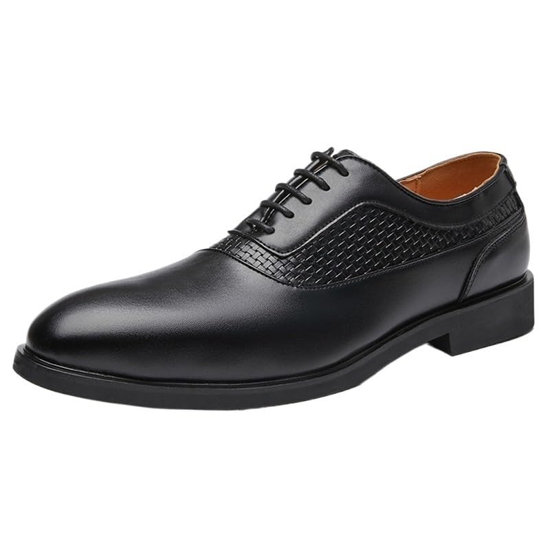 Men's Classic Wingtip Oxford Dress Shoes Fashion Pointed Toe Lace-Up Low-Top Leather Business Casual Shoes