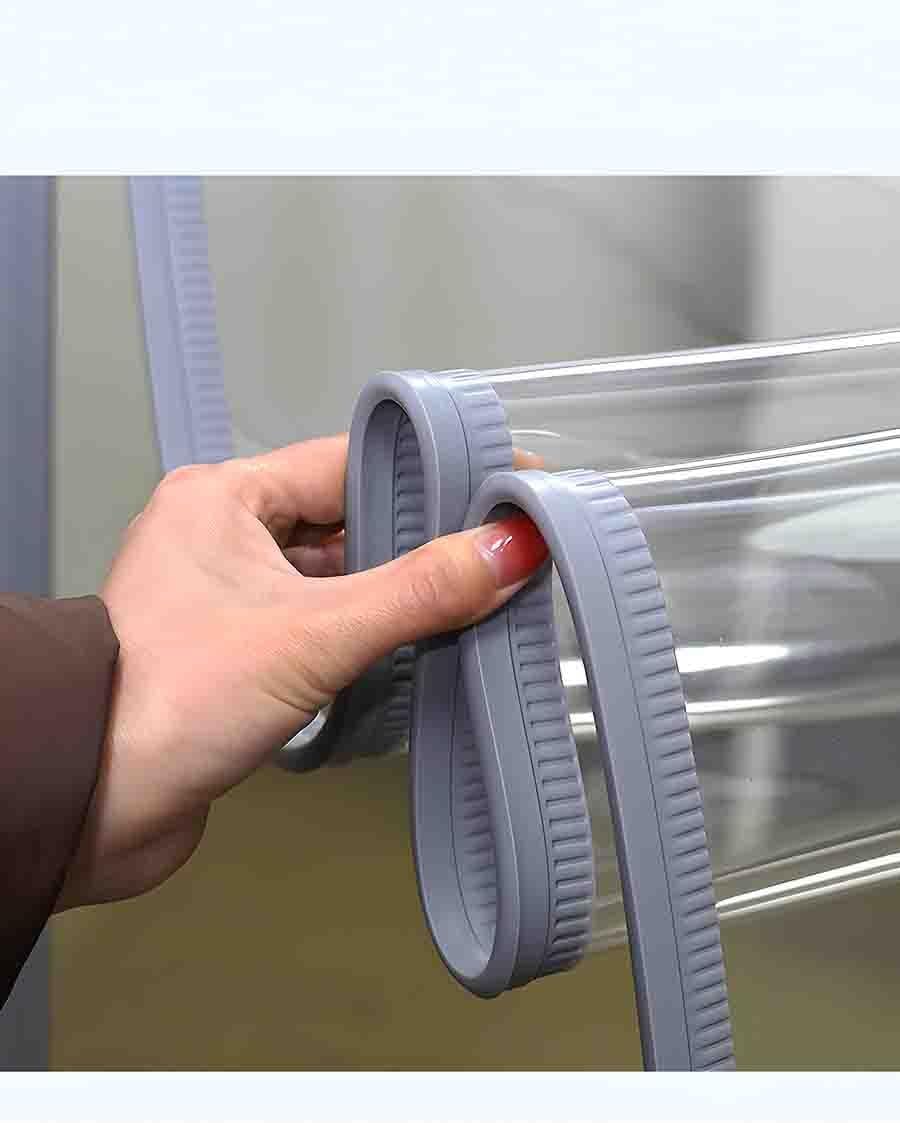 Magnetic Thermal Insulated Door Curtain, Transparent PVC Soft Glass Screen, Self-Closing Windproof Vinyl Strip for French & Sliding Doors (55x280cm)