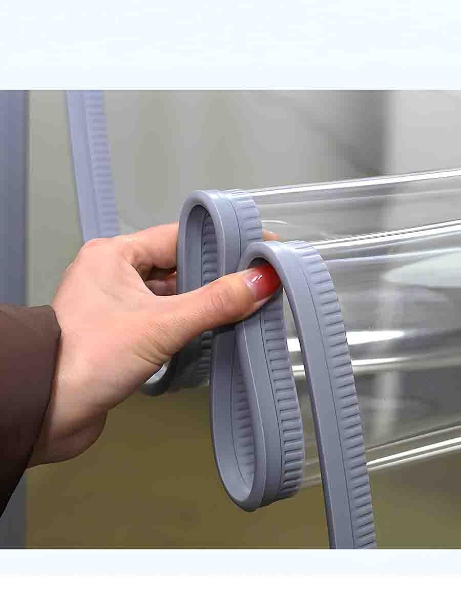 Magnetyczna kurtyna drzwiowa termoizolacyjna - Przezroczysta moskitiera z PVC do drzwi okiennych/przesuwnych, wiatroszczelny pasek winylowy z automatycznym zamykaniem, 50 x 235 cm, utrzymuje prąd d