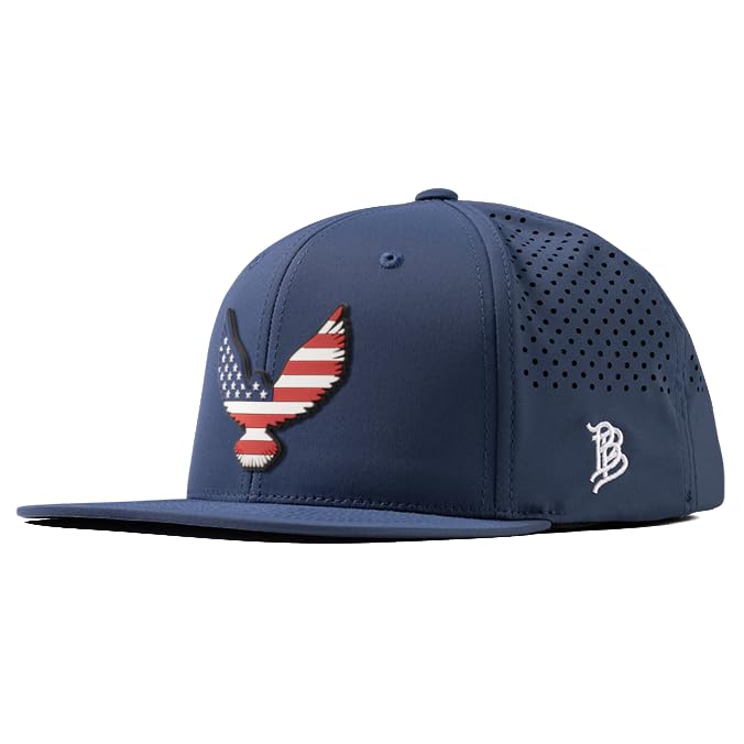 Branded Bills Freedom Eagle PVC Navy Flat Performance Hat for Men | Golf Running