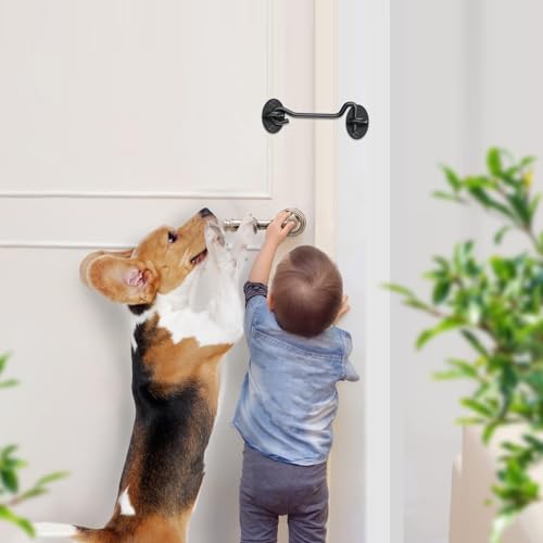 3 Inch Edelstahl Sturmhaken mit öse Klein Türriegel Schwarz Matt Riegel Tür Sturmhaken Fensterhaken mit 4Stk Montage Schrauben Torhaken Türhaken Sturmhaken Kabinenhaken Torhakenschloss für Garagentor