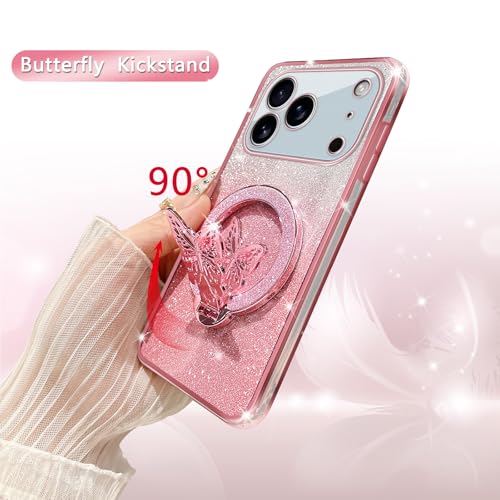 Coque iPhone 17 Pro Max Magsafe or rose anti-chute avec sangle - 2