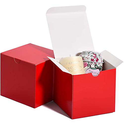 MESHA Red Gift Boxes 4x4x4 Square Gift Box w/Lid, 50 Pcs, Bridesmaid Proposal Gift Box, Cupcake Boxes, Godmother, Groomsmen Proposal Gift Box, Birthday Gift Box, Party/Wedding Favors, DIY Crafting