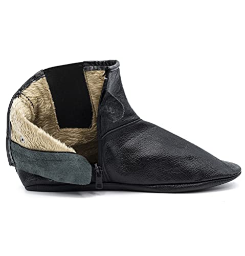 Men's Islamic Mest Sock | Soft Halal Goat Leather | Warm Lining for Winter | Muslim Khuff Kuffain | For Wudu Abdes Ablution | Zipper Stretch Comfortable Socks Slippers