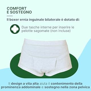 REMEDIA ONE – Mutande per Ernia Inguinale Uomo, Mutande Contenitive Uomo in Cotone Elastico con Tasche per Pelotte – Boxer Grigio Melange Tg 3 83-89 cm