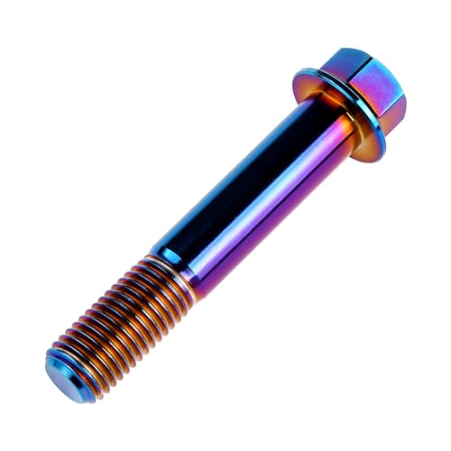 Image of Titanium Bolt M12 30 35 40 45 50 55 60 65 70 75 80 85 90mm Hex Small Flange Head for Motorcycle Car Modification Pack of 4 (M12x65mm Pitch 1.25, Burnt Blue)