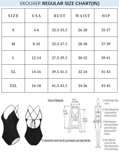 Ekouaer One Piece Swimsuits Women Bathing Suit V Neck Swimwear Tummy Control Monokini Sexy Cross Backless Swimming Suits #TOP5