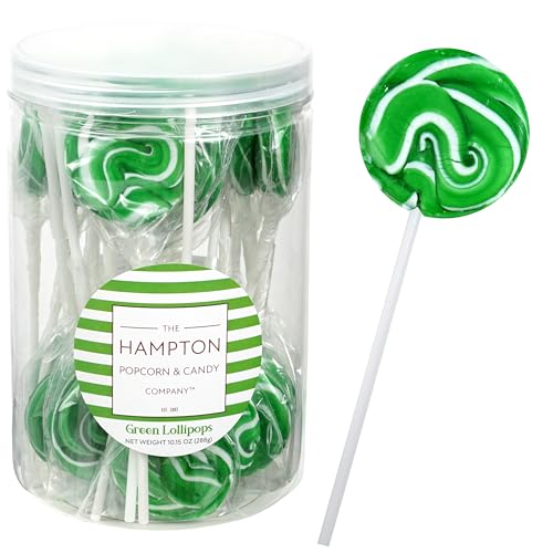Green Lollipops, 24 Pack, Swirl Lollipops Individually Wrapp
