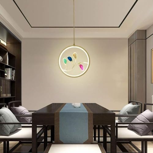 Led Round Chandeliers Small Blue Agate Pendant Light Hanging Adjustable Height Ceiling Lamp with Light Source
