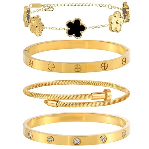4-Piece Gold Bracelet Set