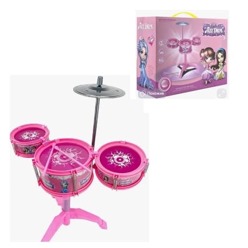 Mini Bateria Infantil Rosa Com 3 Tambores Pop Star Jazz Drum