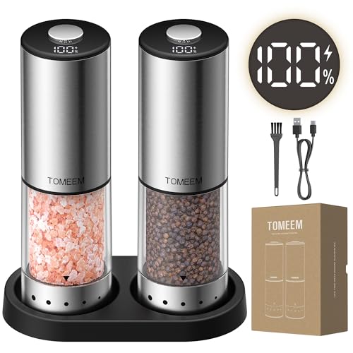 TOMEEM Rechargeable Electric Salt and Pepper Grinder Set,