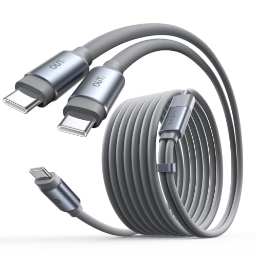 Dual USB C Cable,140W USB C Splitter Charging Cable, 2-in-1 USB C Multi Charging Cable 6ft for iPhone 17 Series/MacBook/iPad/Samsung, (Grey/6ft)