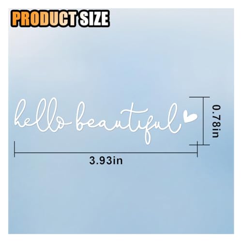 Image of Hello Beautiful Rearview Mirror Stickers for Cars, Window Decal Decoration, Dresser Decals, Car Accessories for Women (White)