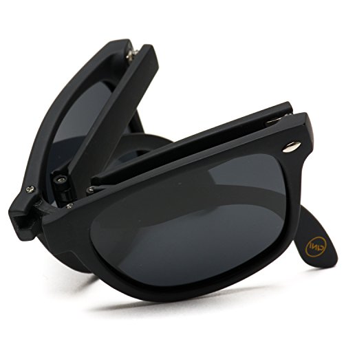 WearMe Pro - Polarized Modern Black Square Foldable Sunglasses with Case