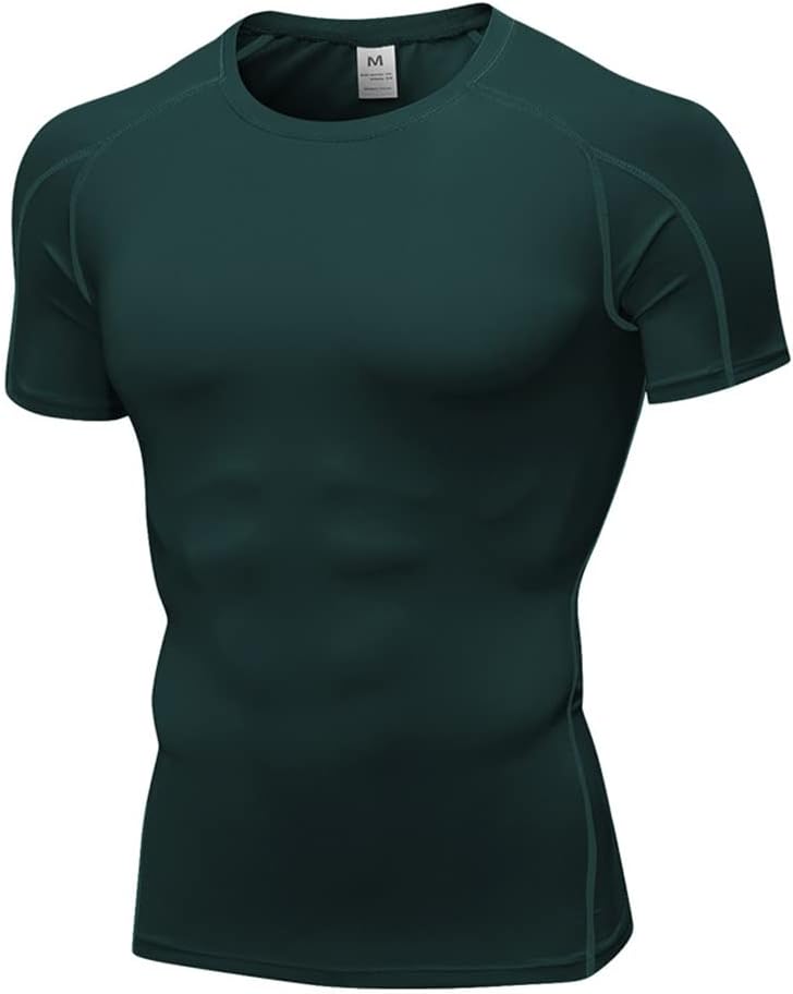 YEL Compression Shirt Men Short Sleeve Football Basketball Shirts Baselayer Undershirts Top for Workout Running Gym