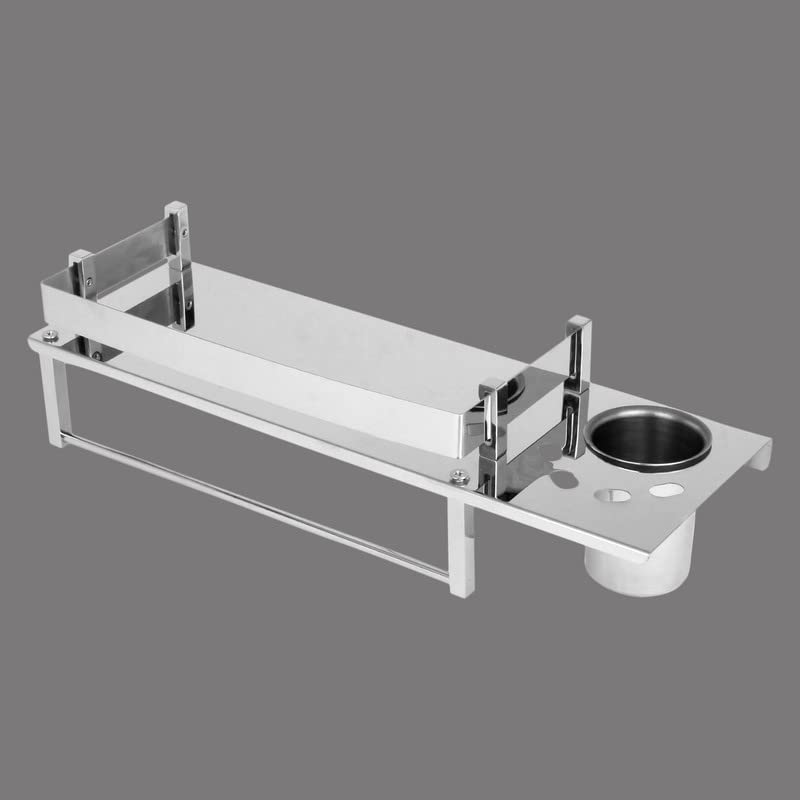 Image of Anti Rust Stainless Steel Multipurpose Bathroom Shelf with Towel Rack and Toothbrush Holder | (15(L) X 5(W) X 4(H)) inch (Pack of 2pc)