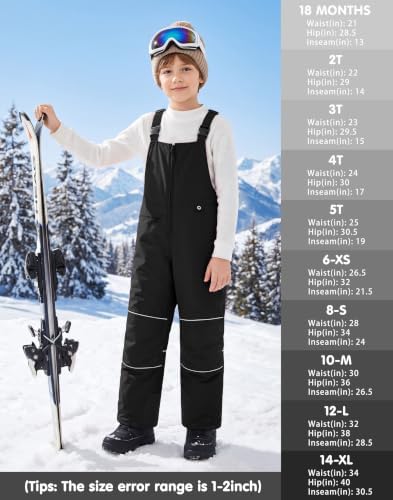 MIVEI 2T-16Y Toddler Youth Boys Snow Ski Bib Insulated Overalls Snowpants — view 5