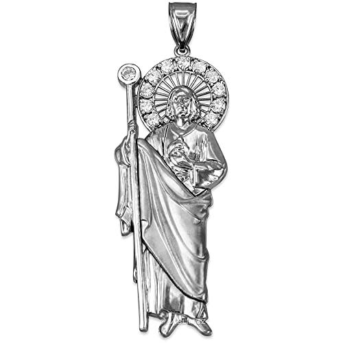 Sterling Silver Saint Jude CZ Pendant (L-3