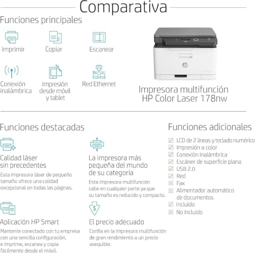 Miniatura 3 de Hp Color Laser Mfp 178nw 4zb96a, Impresora Láser Color Multifunción, Imprime, Escanea Y Copia, Wi-Fi, Ethernet, Usb 2.0 Alta Velocidad, Hp Smart App, Panel De Control Lcd, Blanca Y Gris
