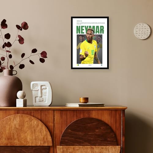 Image of CodersParadise Neymer JR Brazil Football Poster Frame | Premium A4 Framed Wall Art for Bedroom, Office & Gaming Setup | Iconic No.10 Soccer Tribute Decor for Fans & Collectors