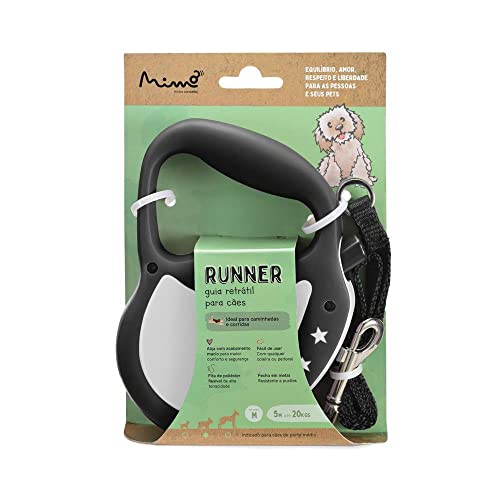 Guia Retrátil Runner Emborrachada Fita 5m Até 20kg PretoMimo Conceito – PP034