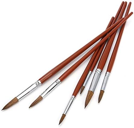 DalaB 6Pcs Top Grade Value Kolinsky Sable Hair Round Point Paint Brush Set for Gouache Acrylic Watercolor Painting DIY Craft